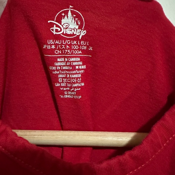 Disney Red Christmas Pajama Set Shirt - Picture 2 of 8